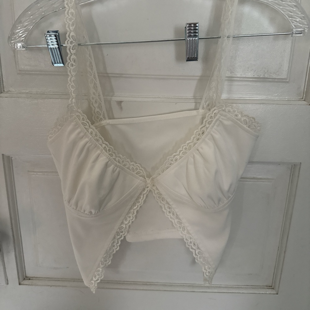 Cream Lace Trim Cami Top